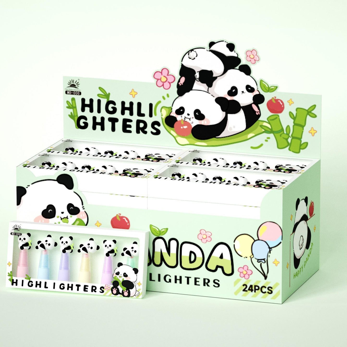 Cute Panda Highlighters Set - 6pcs