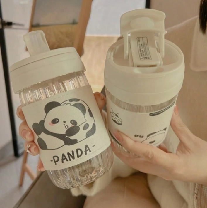 Panda Dual Way Glass Tumbler/Sipper
