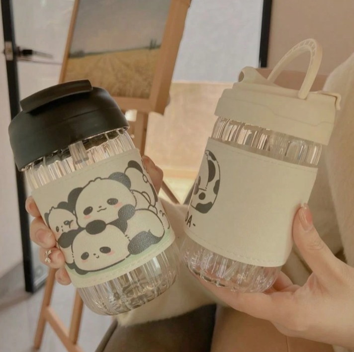 Panda Dual Way Glass Tumbler/Sipper