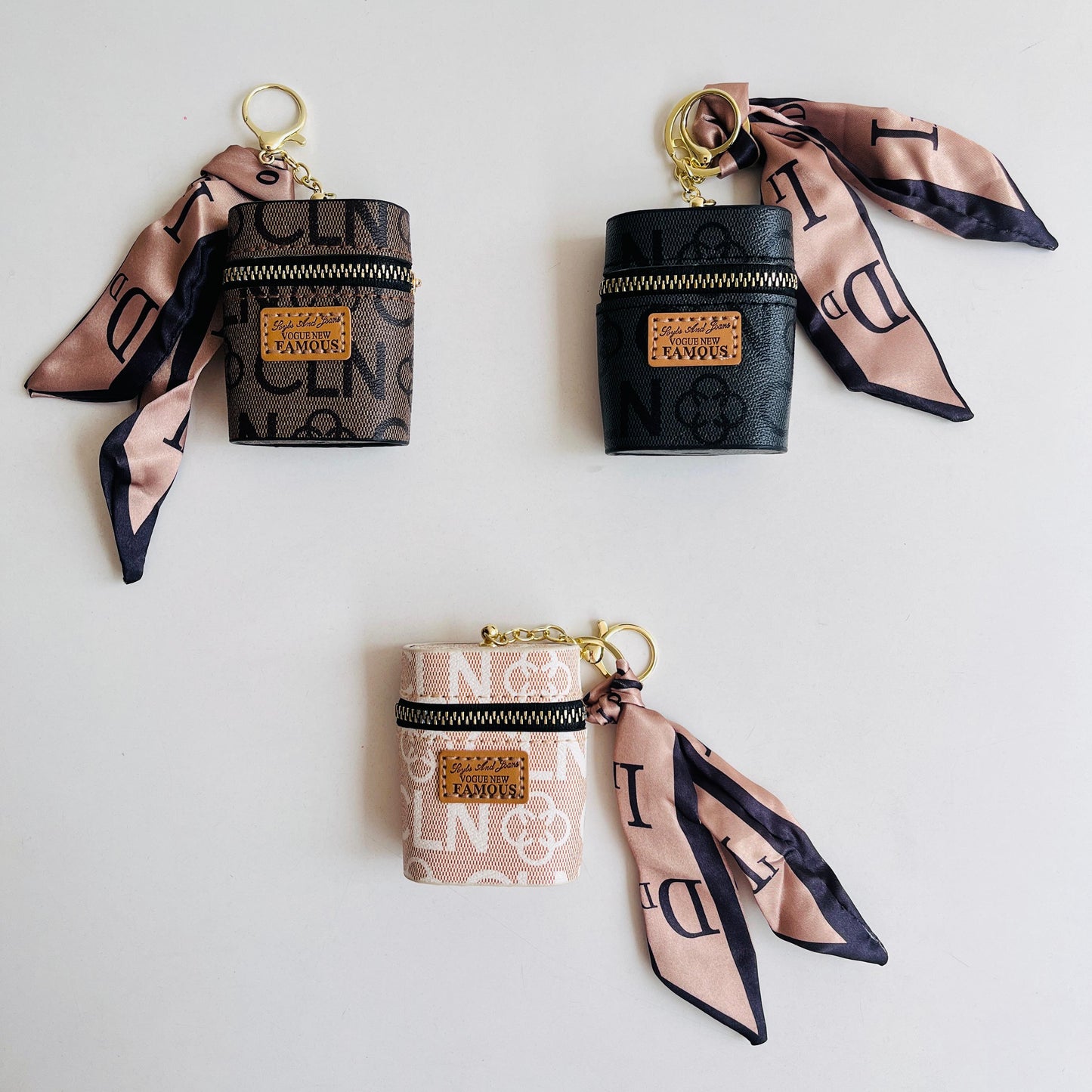 Retro Multipurpose Organizer Bag Keychain With Scarf