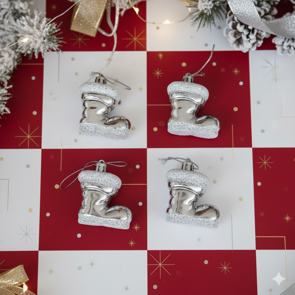 XMAS Decor Boots Ornaments Set - 4Pcs