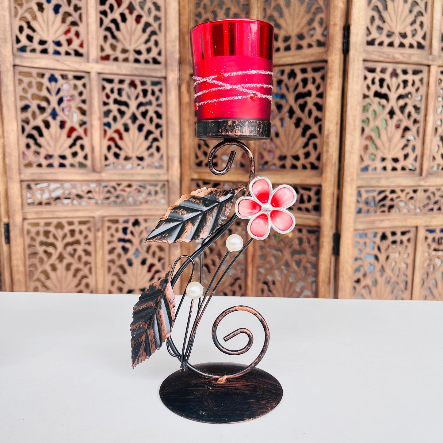 Antique Glass Candle Holder