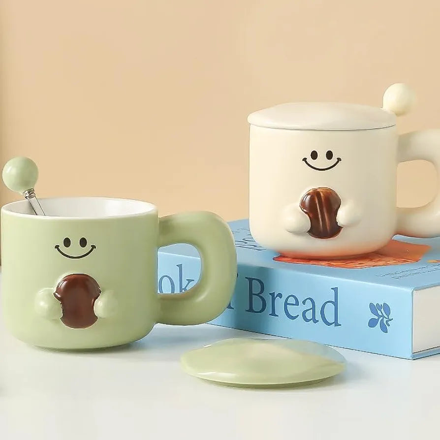 Cute Coffee Bean Ceramic Mug
