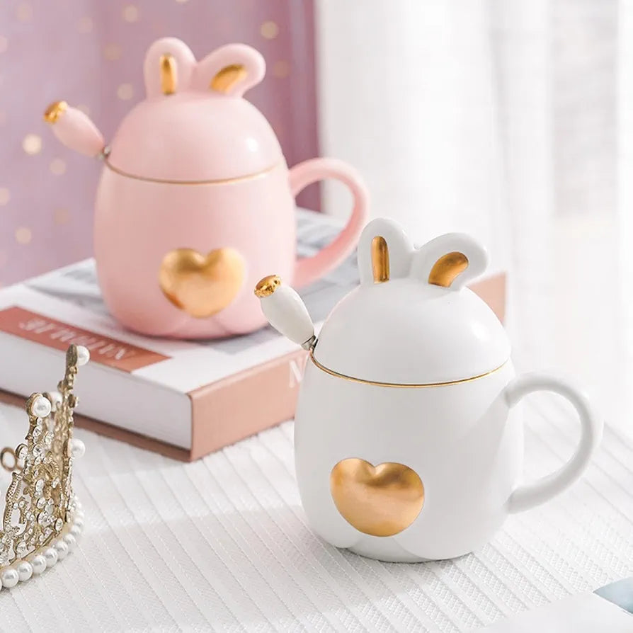 Cute Bunny Lid Ceramic Mug