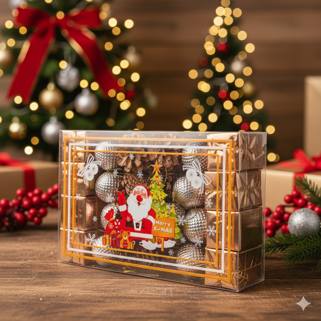 XMAS Decor Rose Gold Ornaments Set - 24Pcs