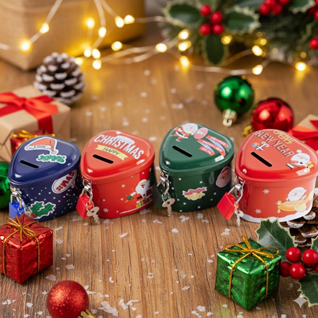 Christmas Mini Heart Piggy Bank