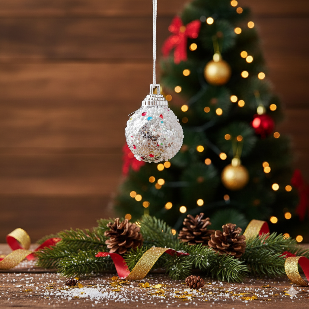 XMAS Decor Snow Balls Ornaments Set - 12Pcs