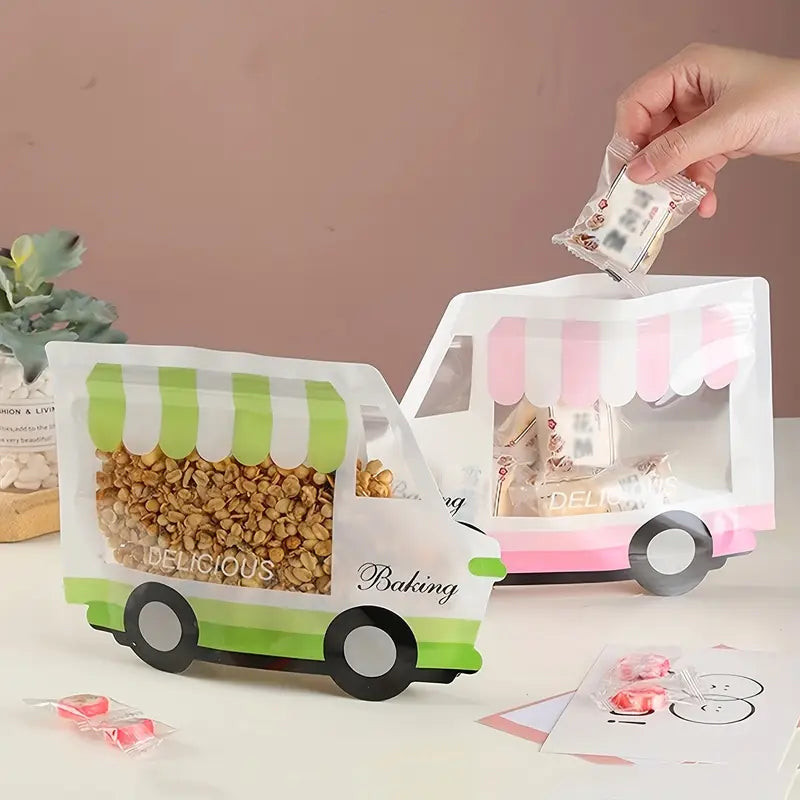 Cute Bakery Van Zip Lock Pouches - Set of 2 Pcs