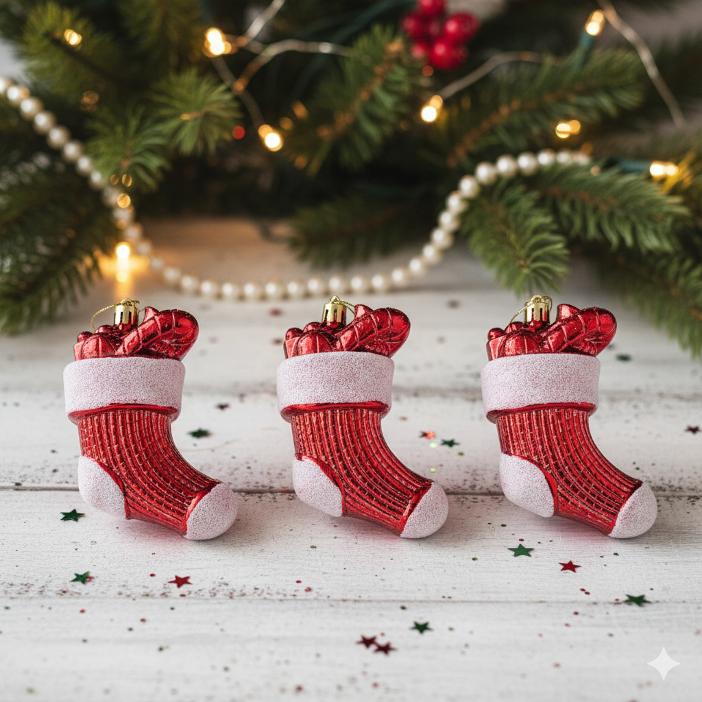 XMAS Decor Socks Ornaments Set - 3Pcs