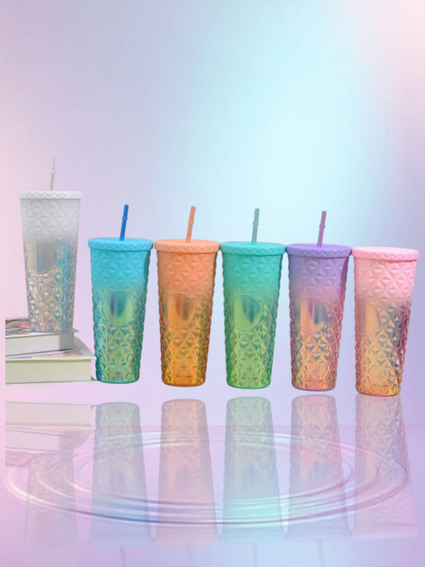 Shaded Abstract Sipper with Straw
