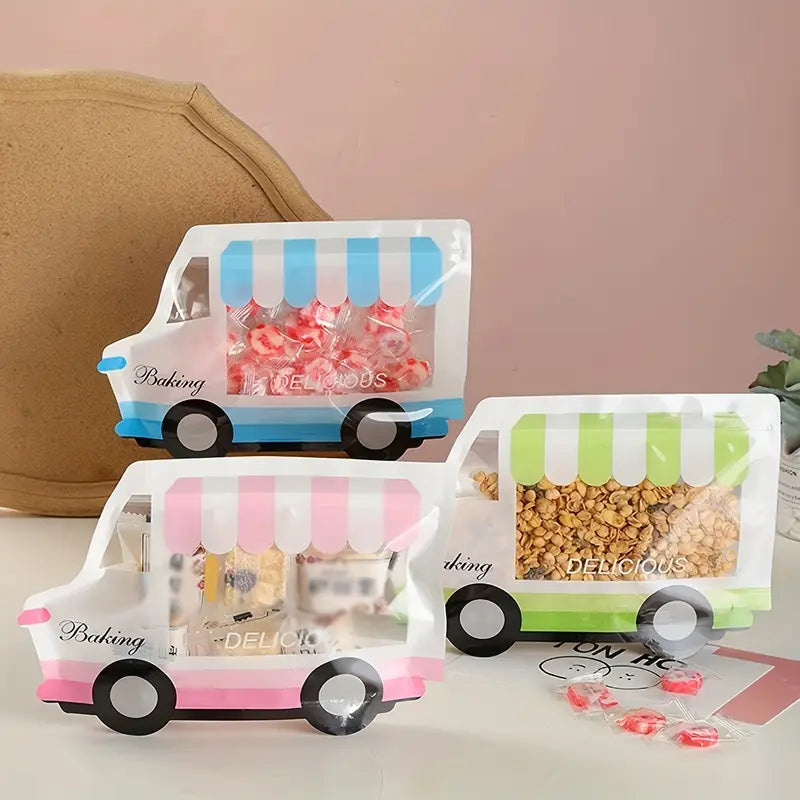 Cute Bakery Van Zip Lock Pouches - Set of 2 Pcs