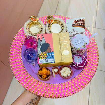 Pink Phool Diwali Gift Tray