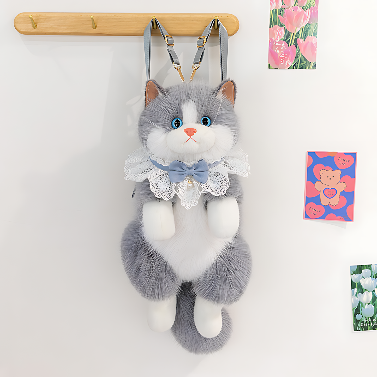 3D Realistic Cat Plushie Premium Bagpack