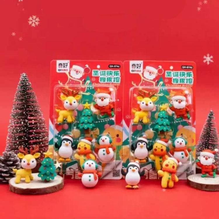 Christmas Theme Erasers Gift Set of 6