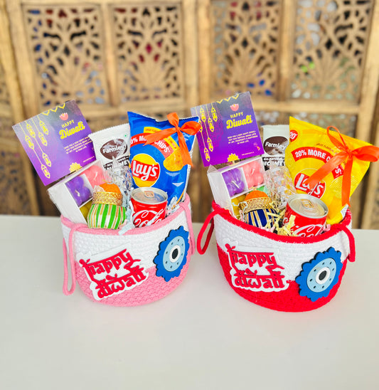 Happy Diwali Evil Eye Jute Basket Hamper