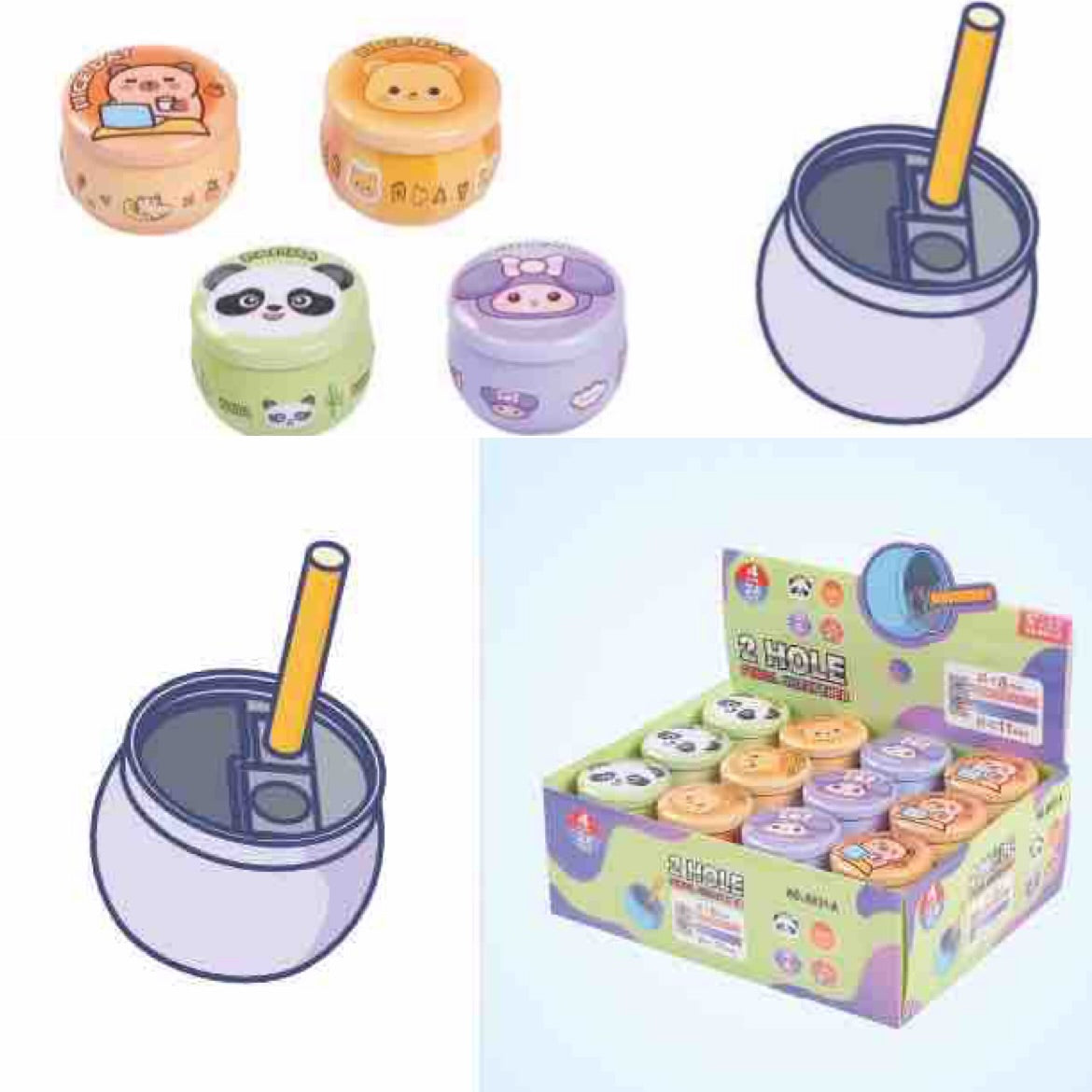 Cute Character Metal Tin Dual Hole Sharpener