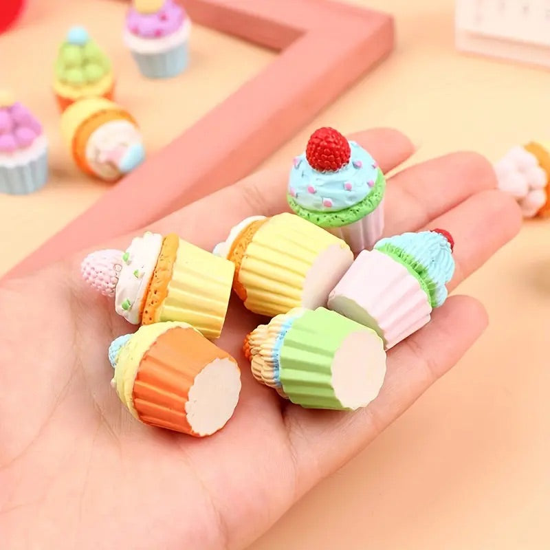 Cup Cakes Theme Erasers Set