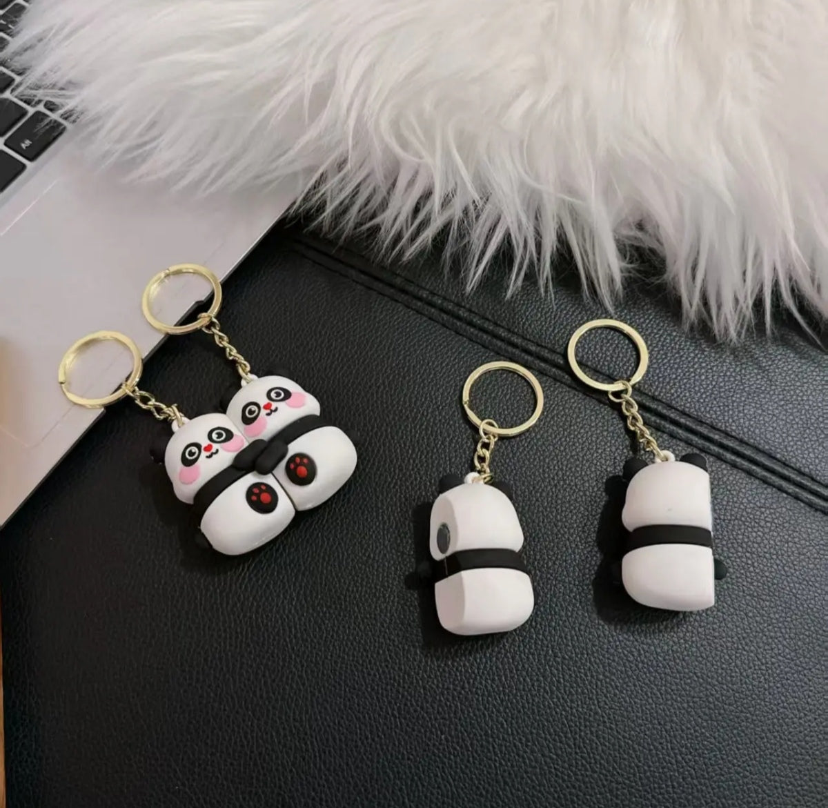 Chubby Panda Magnetic Keychains Set