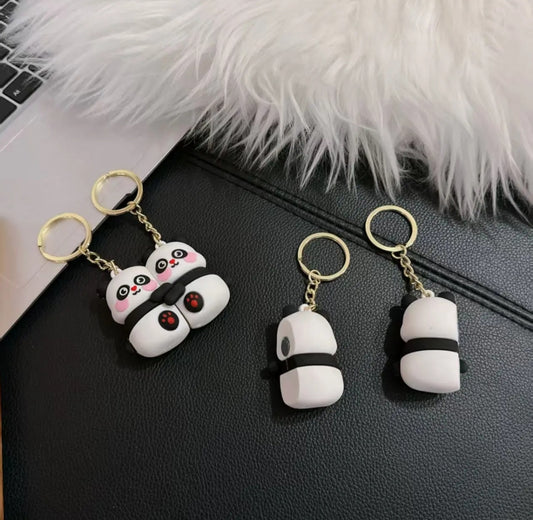 Chubby Panda Magnetic Keychains Set