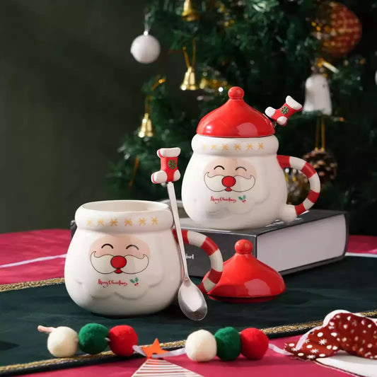 Santa Cozy Ceramic Mug with Spoon