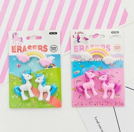 Unicorn Rainbow Theme Erasers Set