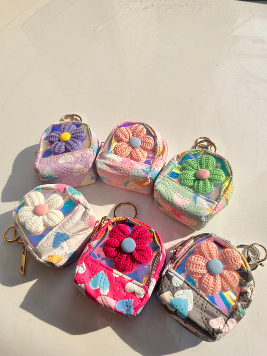 Floral Mini Bag Keychain Pouch