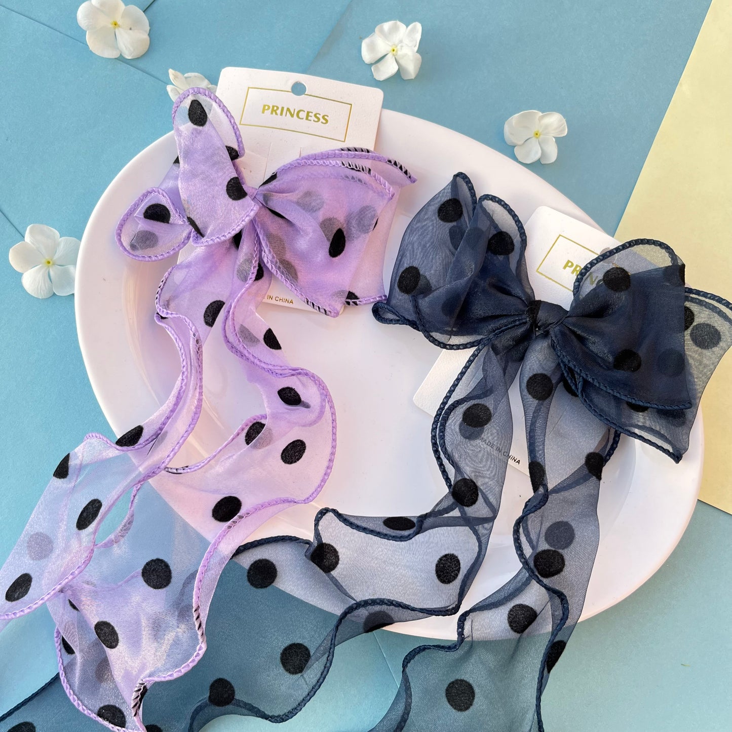 Polka Dot Organza Tail Bow