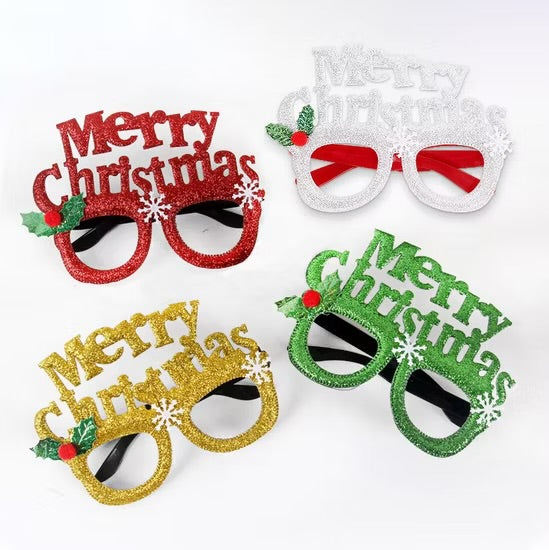 Merry Christmas Glitter Glasses