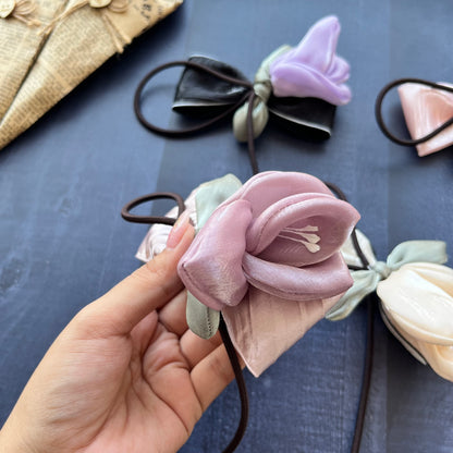 Flowers Bouquet Satin Bow Clips