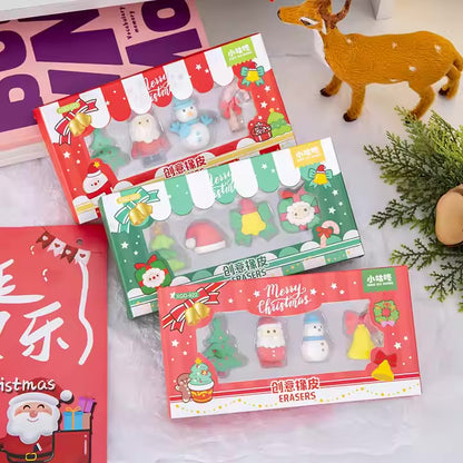 Merry Christmas Theme Erasers Pack - 4 Pcs