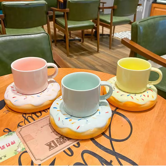 Pinteresty Ceramic Mug with Donut Saucer | Unique Find