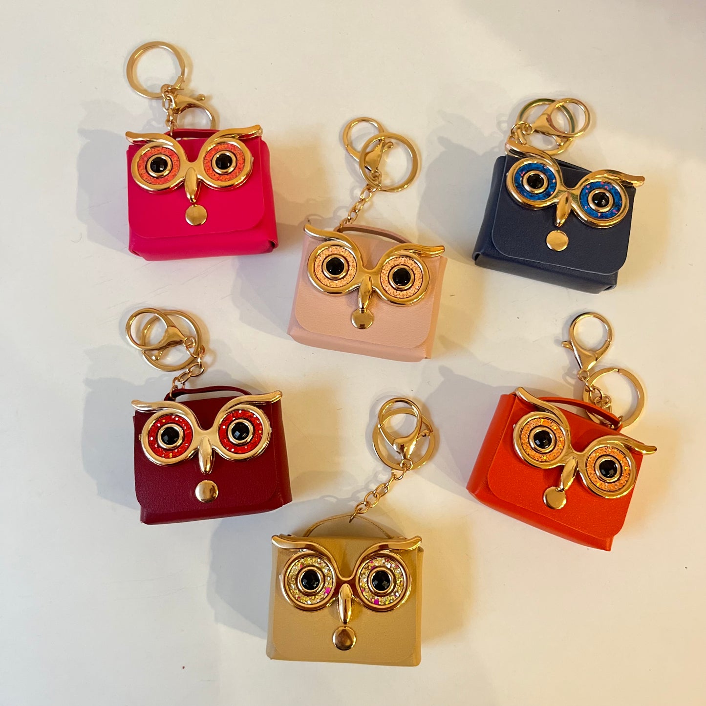 Metallic Owl Handbag Keychain