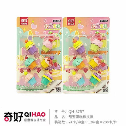 Cup Cakes Theme Erasers Set