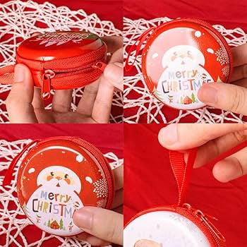 Christmas Round Coin Tin Pouch