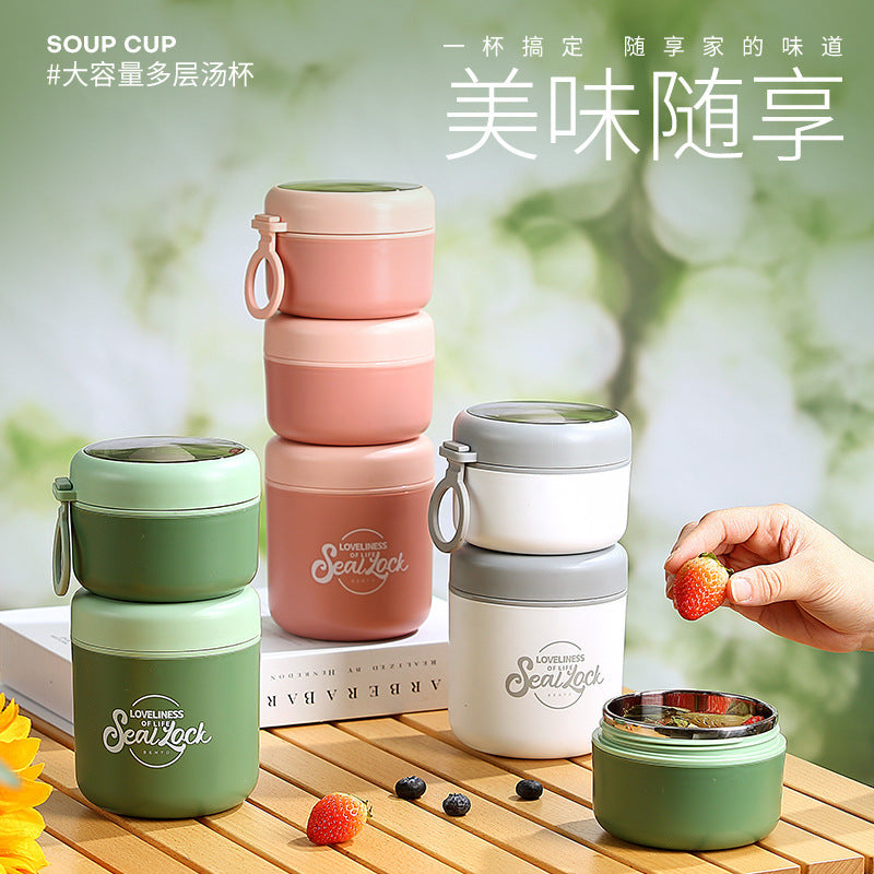 Double Layer Steel Lunch Box - 820 ML
