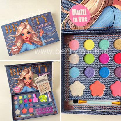 Denim Beauty Makeup Set | Kid's Makeup Book/Combo