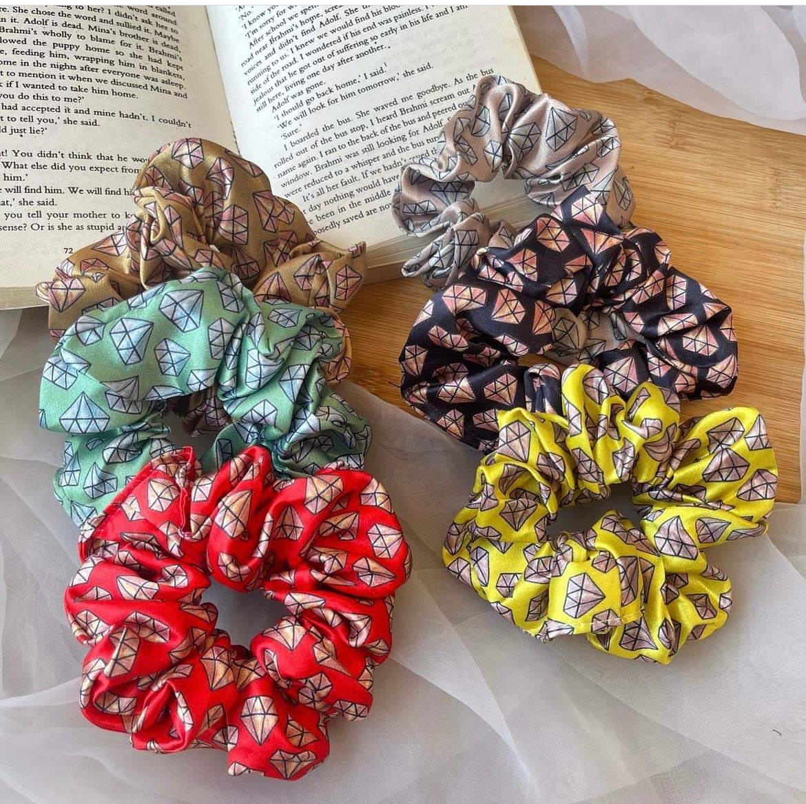 Diamond Satin Scrunchie (Set of 2 Pcs)