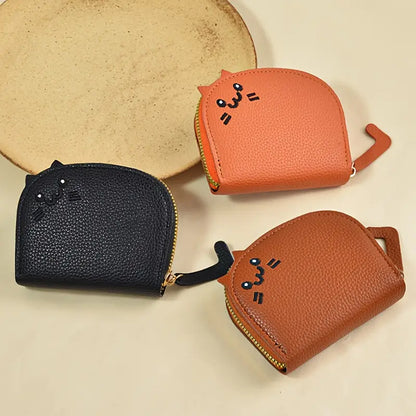 Cute Sitting Cat Card Holder/Multi-Compartments Wallet