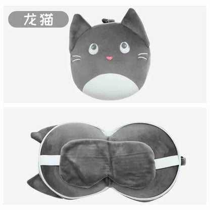 Kawaii Travel Neck Pillow with Eye Mask Combo