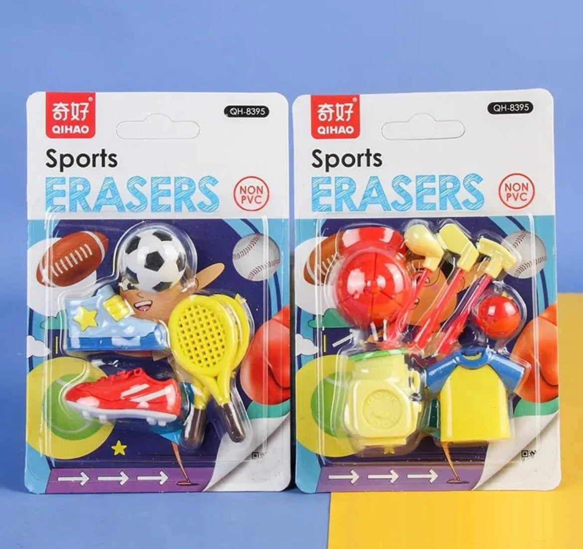 Sports Theme Erasers Set