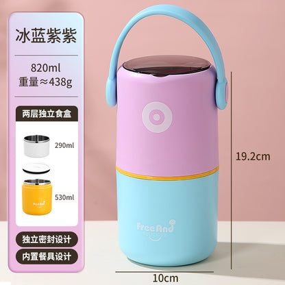 Color Block Steel Lunch Box - 820 ML