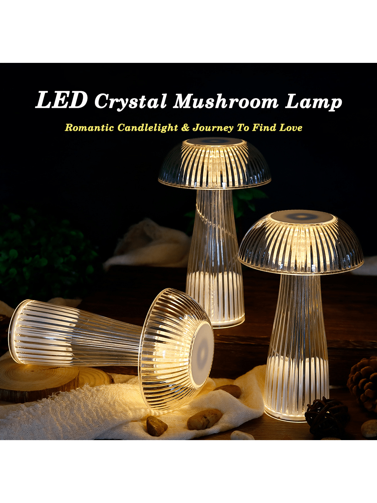 Cordless LED Mushroom Lamp