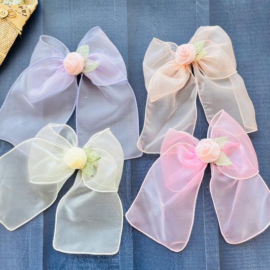 Korean Rose Bow Clips