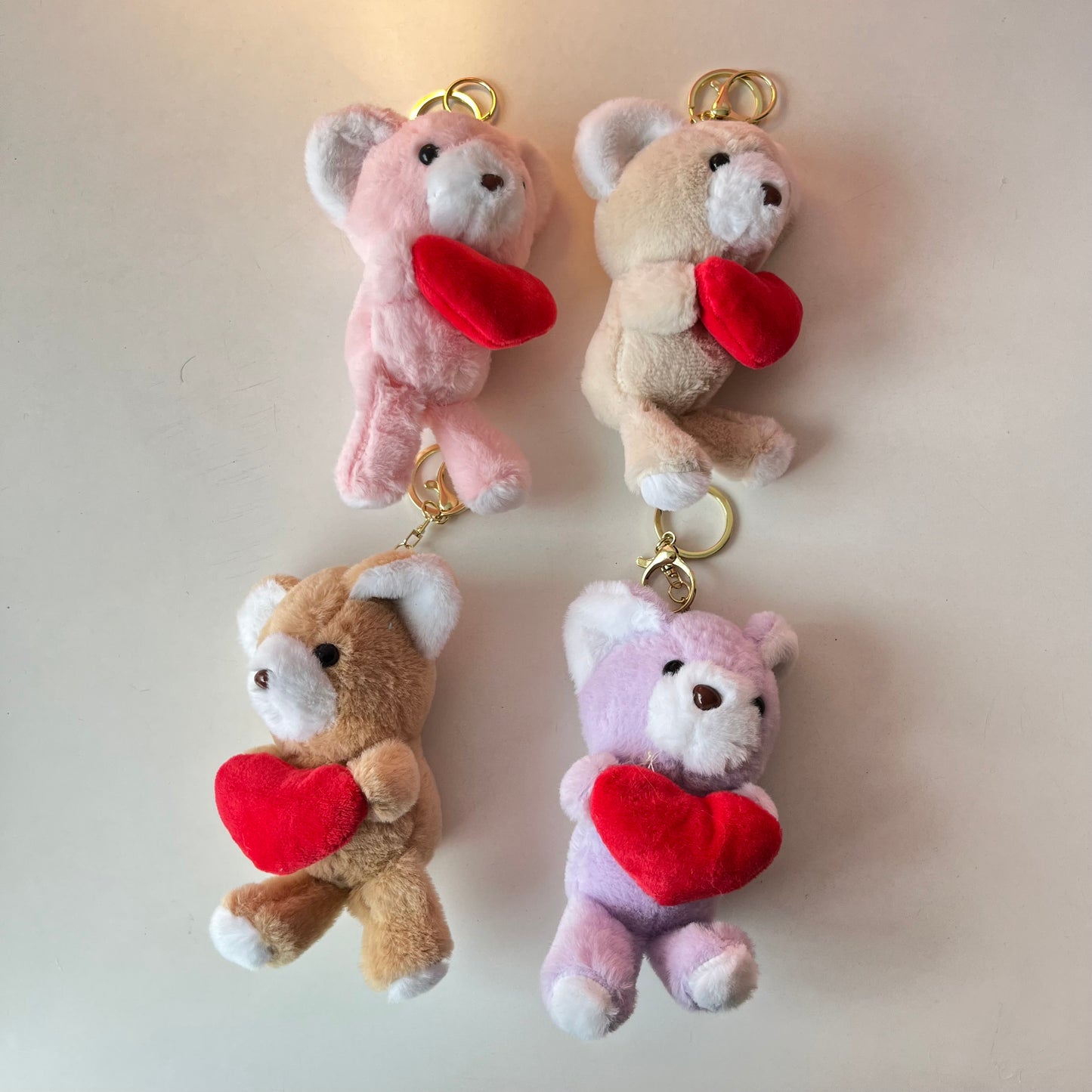3D Heart Teddy Plushie Keychain