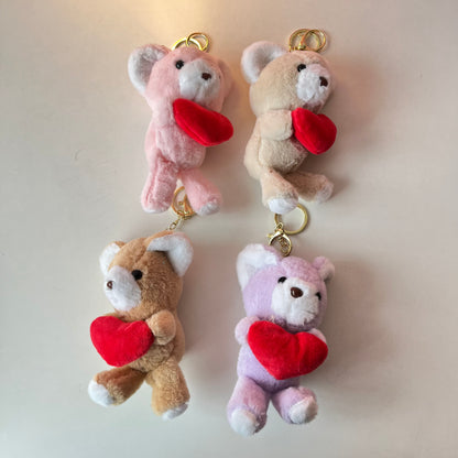 3D Heart Teddy Plushie Keychain