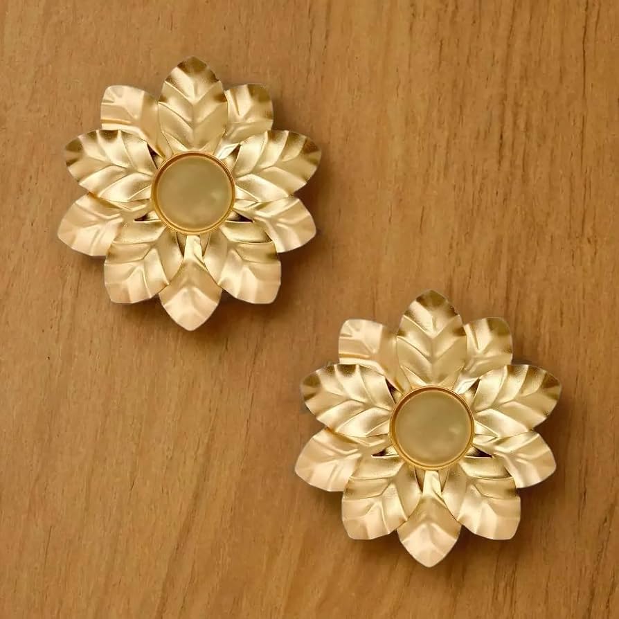 Gold Flower Tea Light Candle Holder - Set Of 2 pcs