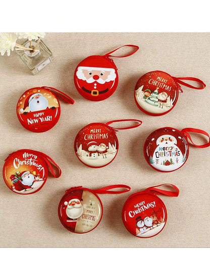 Christmas Round Coin Tin Pouch