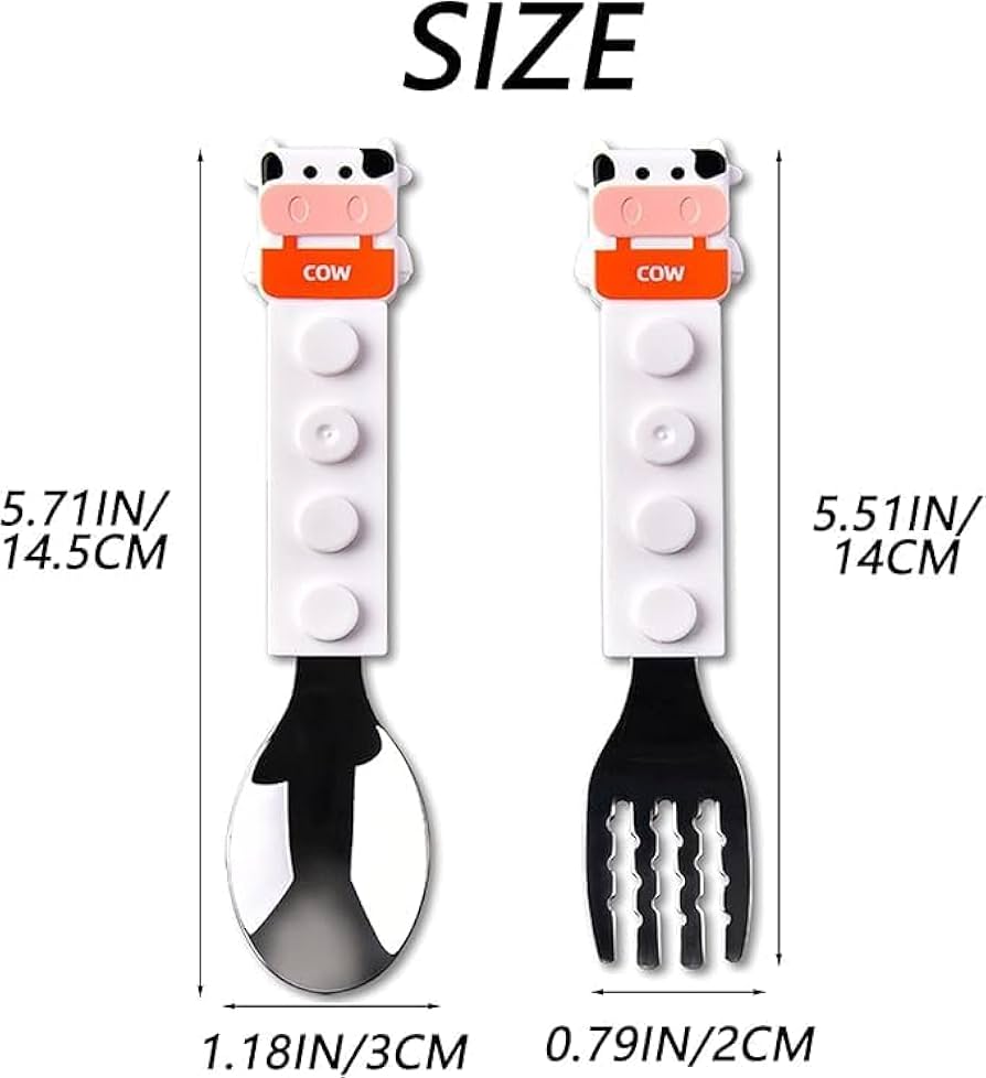 Cow Lego Cutlery Set | Cow Spoon and Fork Set