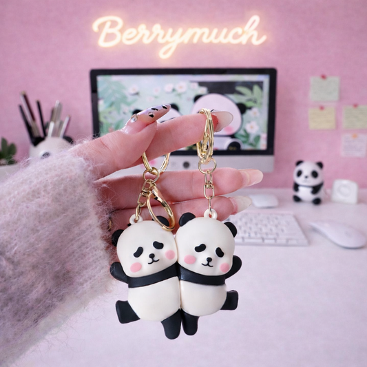 Cute Panda Magnetic Keychains Set