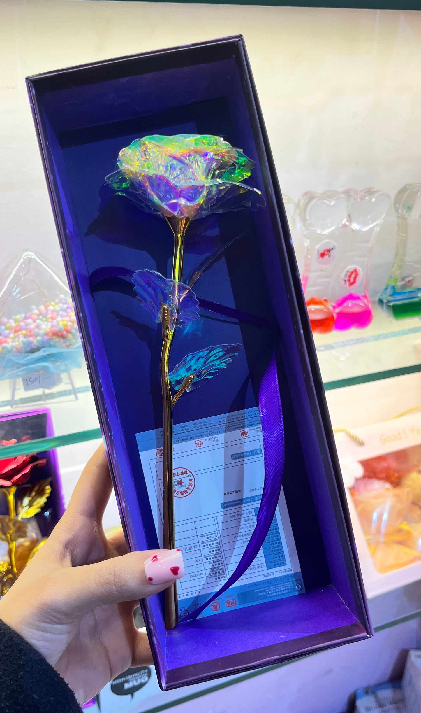 24k Gold Rose with LED Light/Holographic Effect